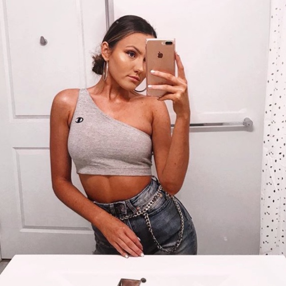 Champion shirt off the shoulder